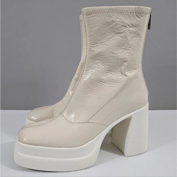 NEW Free People Double Stack Platform Boot Women EU 39.5 Bone Ivory Leather Heel - Picture 14 of 14